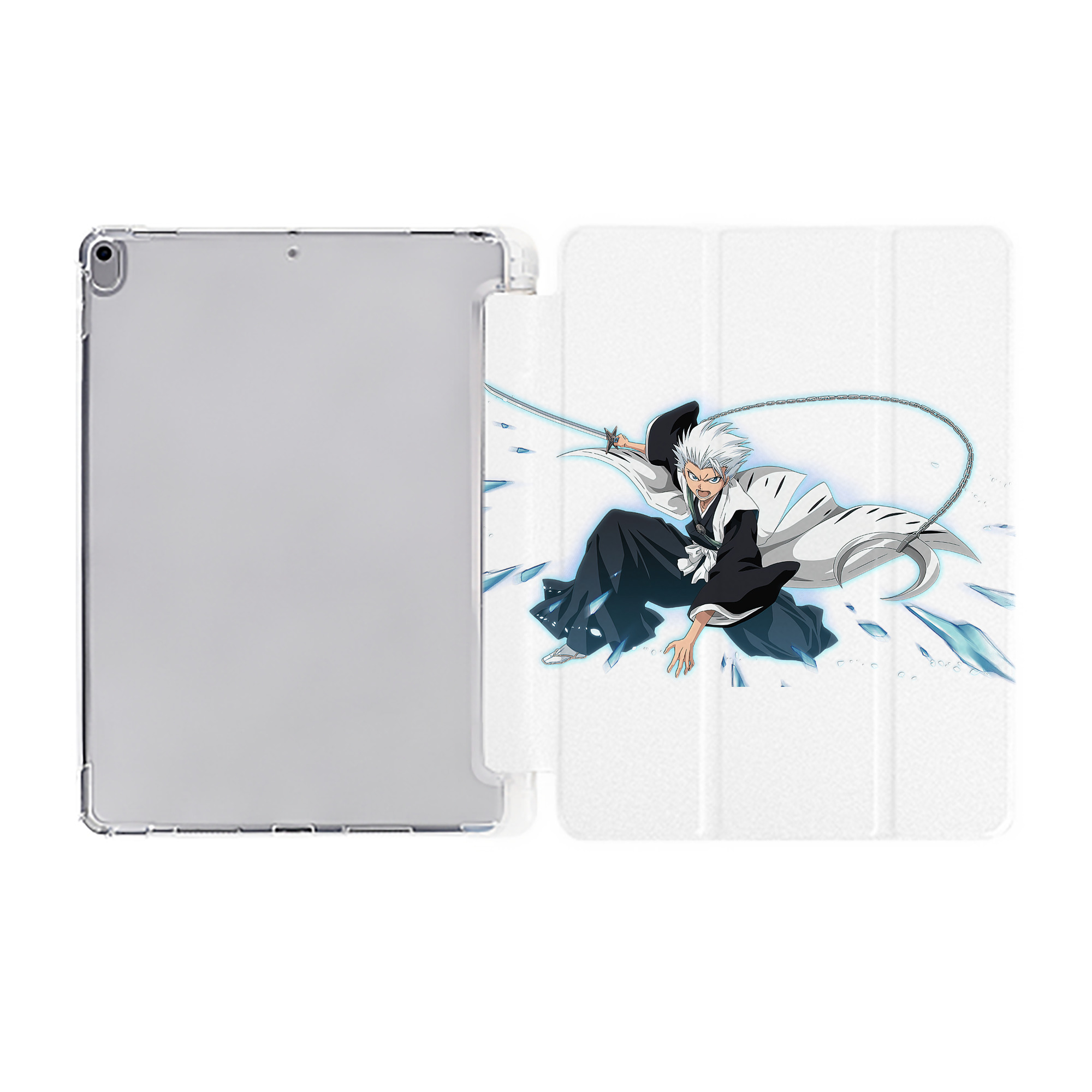 （画像用） ブリーチ 日番谷冬獅郎（ひつがや とうしろう） BLEACH Hitsugaya Toushirou IPad ケース ペン収納付き 三つ折りスタンド PUレザー×シリコン 対応機種9.5/10.5/10.9インチ
